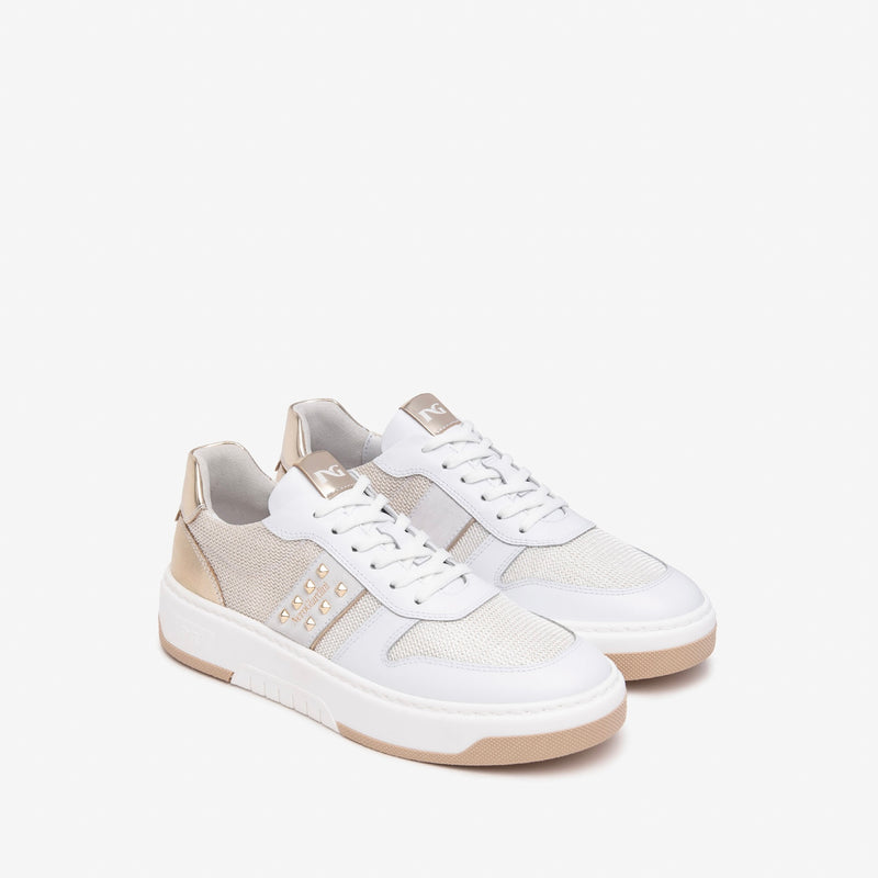 NeroGiardini White & Gold Leather Trainer
