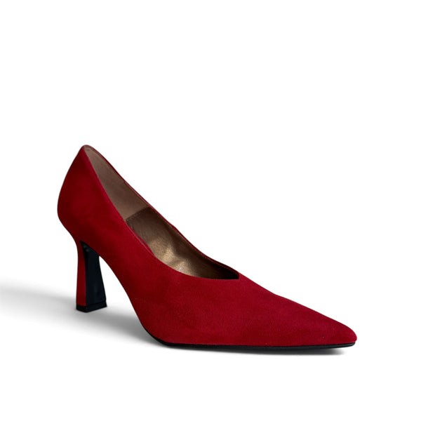 Marian Red Suede Court Shoe