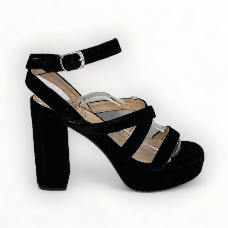 Marian Black Velvet Sandal