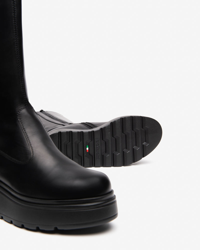 NeroGiardini Black Knee High Platform Boot