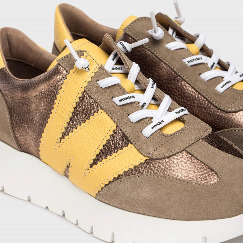 Wonders A-2476 Odisei Taupe/Yellow Trainer