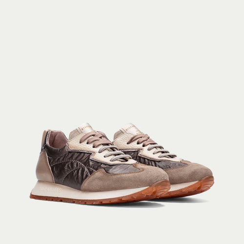 Hispanitas Kansas Taupe Suede & Leather Trainer