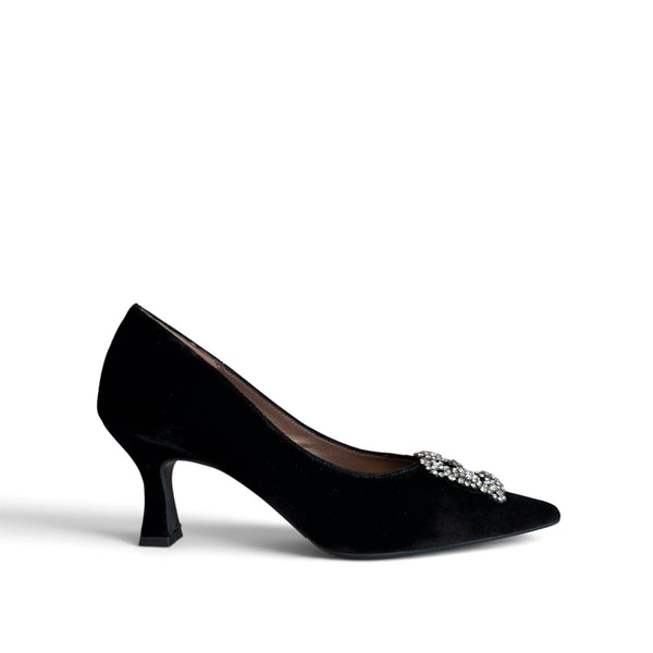 Marian Black Velvet Court Shoe