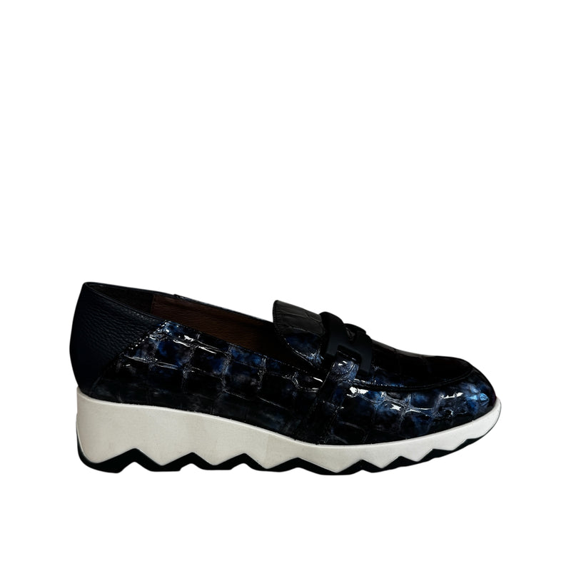Wonders C-7612 Simón 12 Navy Patent Wedge Shoe