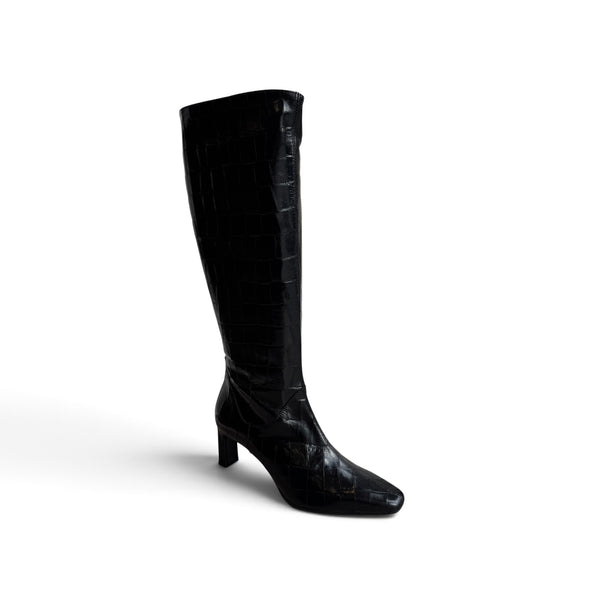 Wonders M-6305 Black Leather Knee Boot