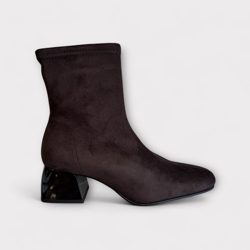 Miss Elastic Brown Stretch Ankle Boot