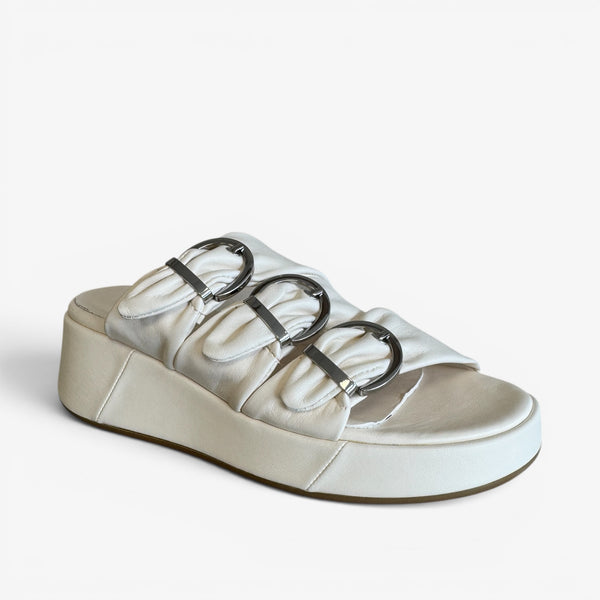 Marco Moreo Cream Leather Platform Slider