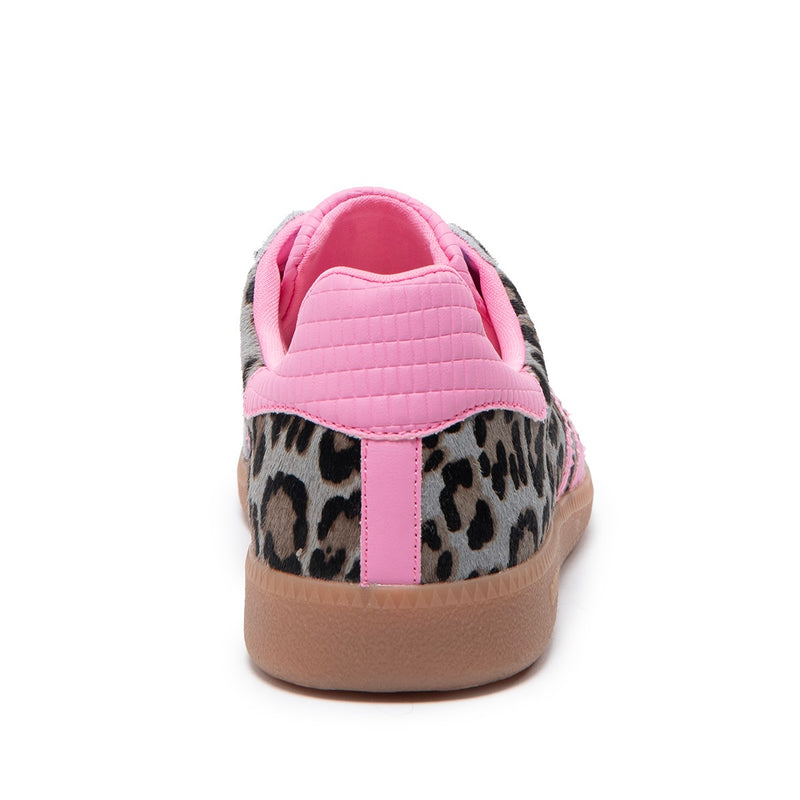 Back 70 Cloud Grey & Pink Leopard Print Trainer