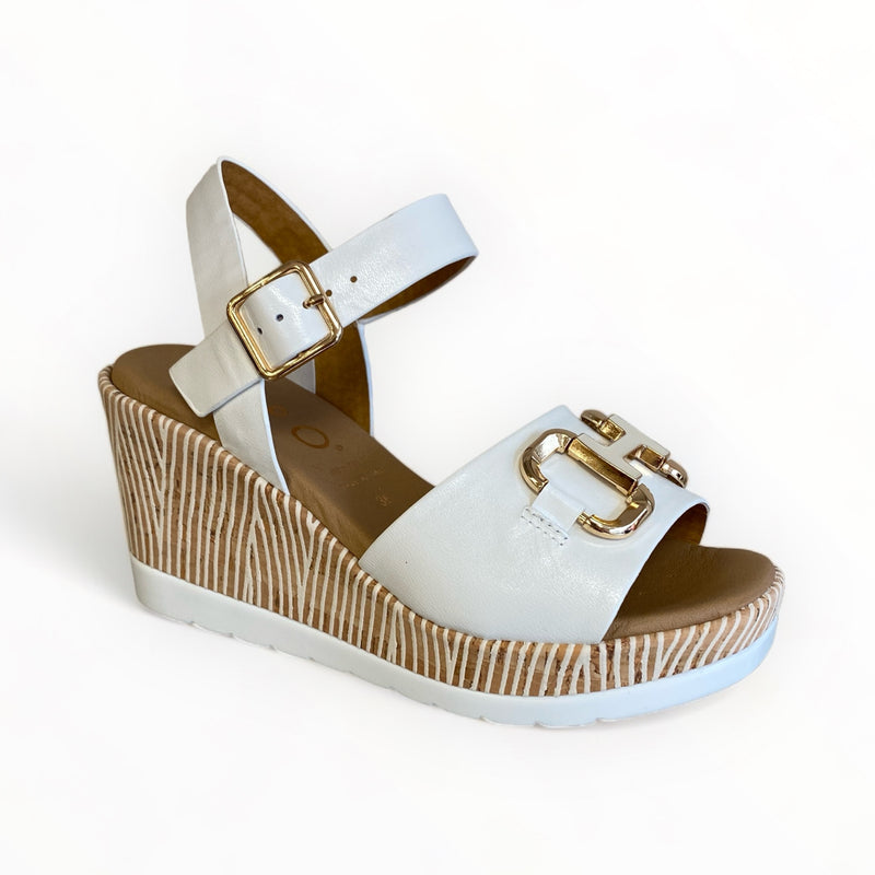 Repo White Leather Wedge Sandal