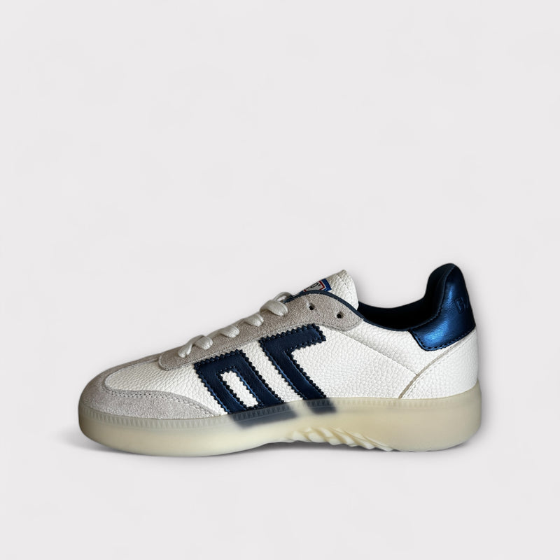 Back 70 Boston White Leather & Metallic Blue Trainer