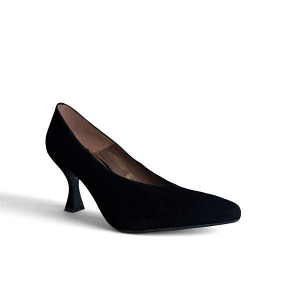 Marian Black Suede Court Shoe