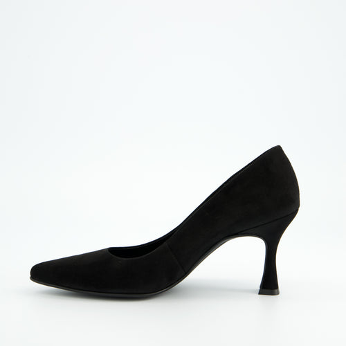 Paul Green Black Suede Court Shoe