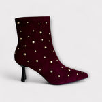 Pedro Anton Gerona Burgundy Suede Ankle Boot with gold studs