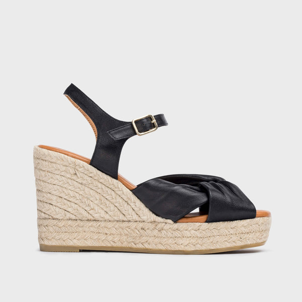 Wonders Black Espadrille Sandal YH-SO522