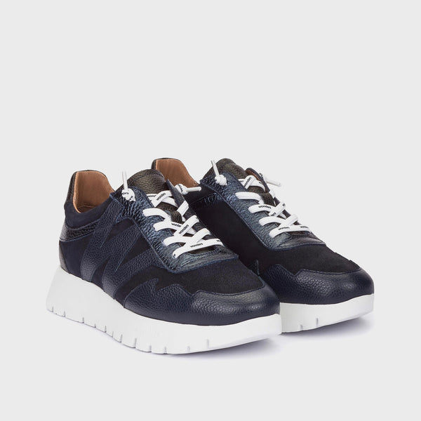 Wonders A-24110 Navy Suede & Leather Trainers