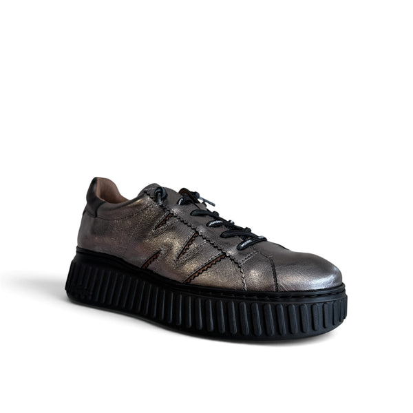 Wonders A-5201 Pewter Leather Trainer