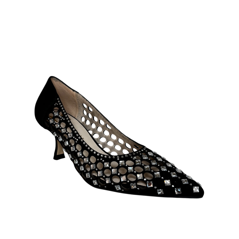 Marian Black Diamanté Suede Shoe