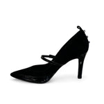 LODI Roala Black Suede & Leather Court Shoe