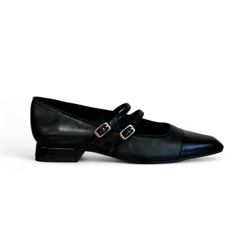 LODI Black Leather Mary Jane Shoe