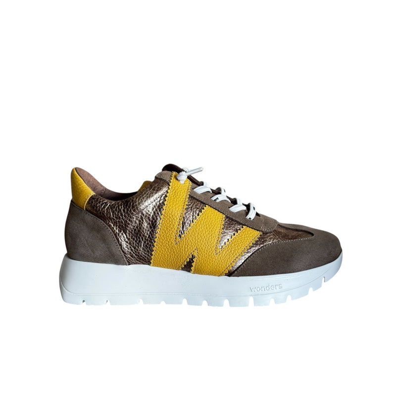Wonders A-2476 Odisei Taupe/Yellow Trainer