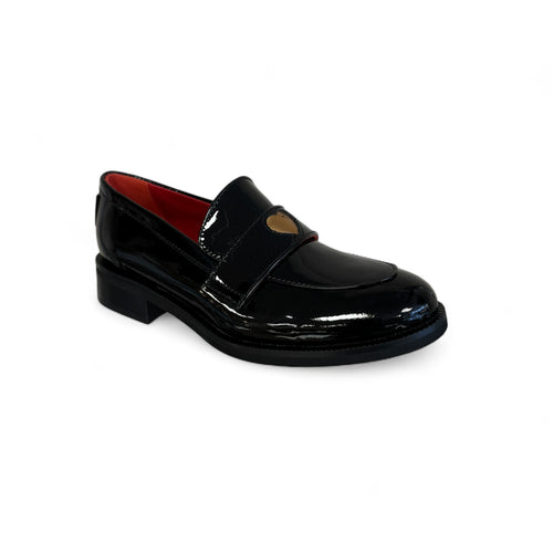 Marco Moreo Black Patent Heart Loafer