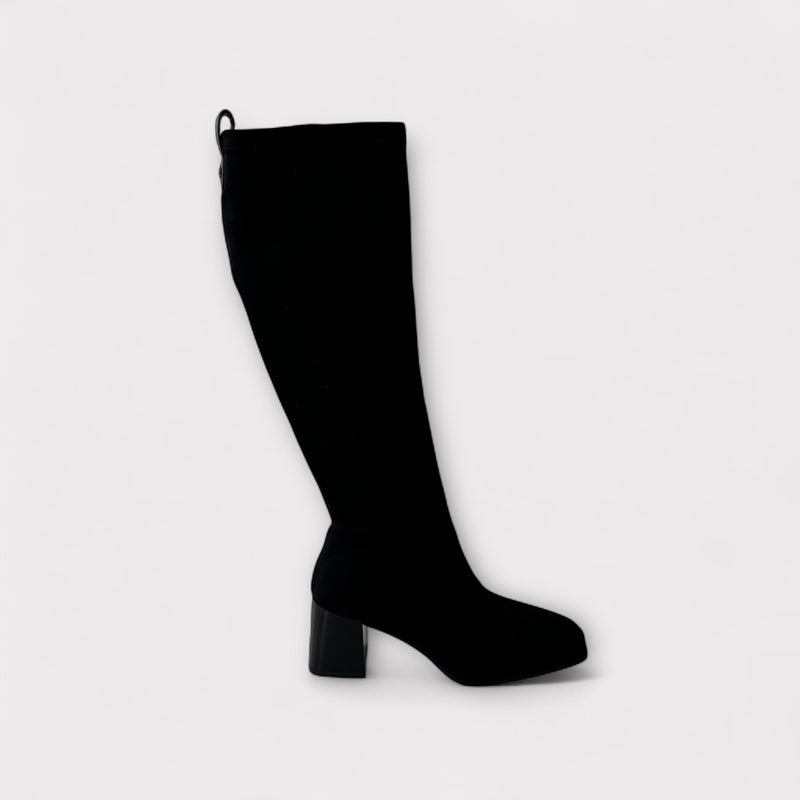LODI Black Suede Stretch Knee High Boot