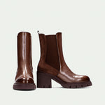 Hispanitas Zurich Brown Patent Leather Pull-On Ankle Boot