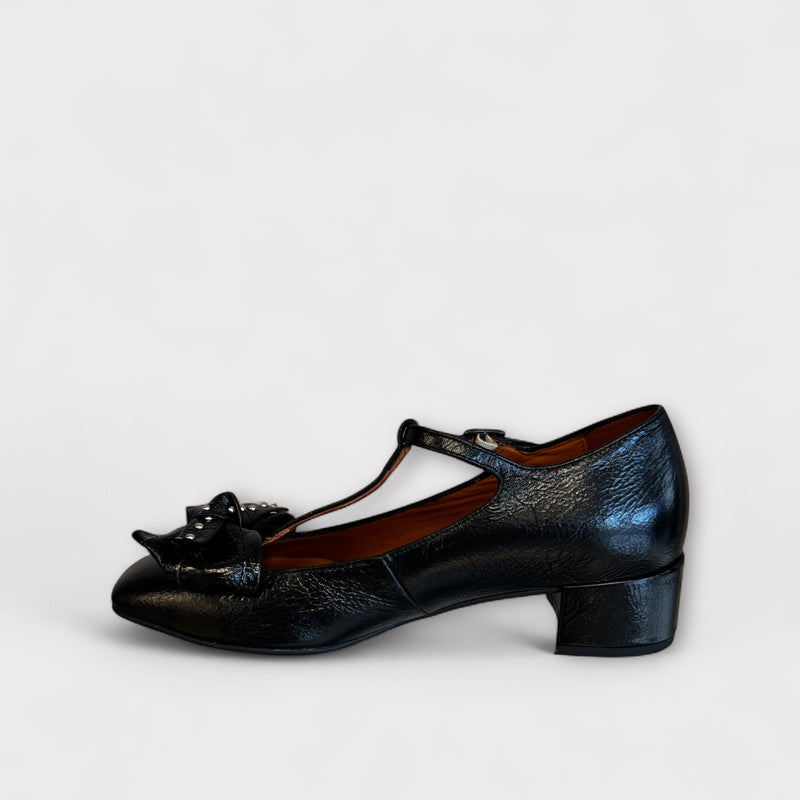 Marian Black Leather Mary Jane with Bow
