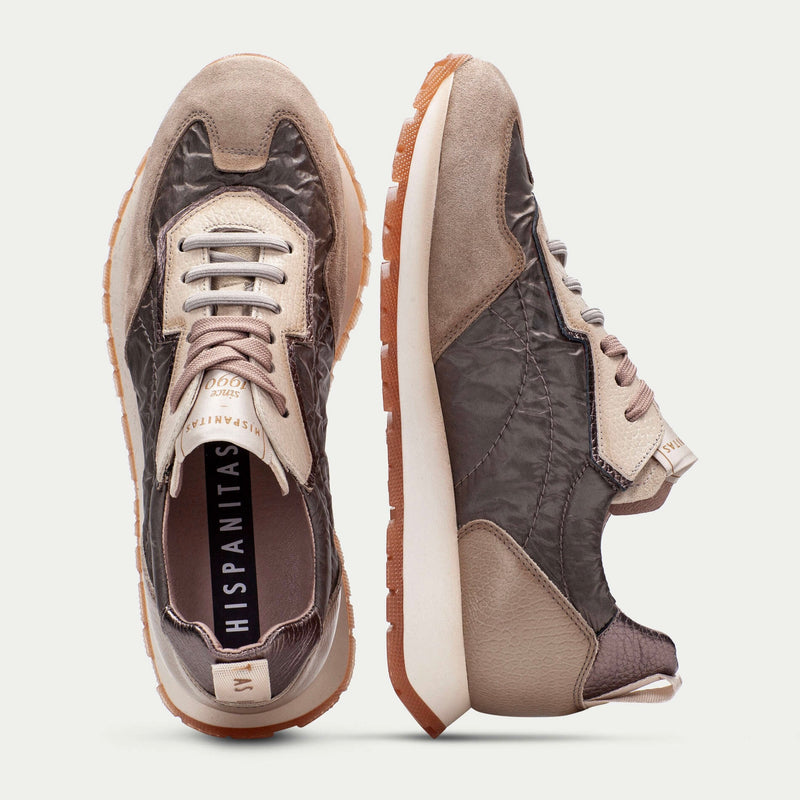 Hispanitas Kansas Taupe Suede & Leather Trainer