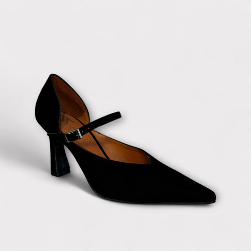 Marian Black Suede Court Shoe