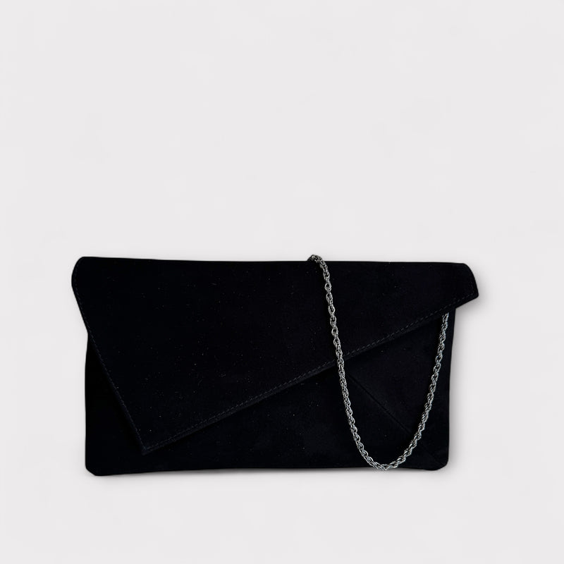 Marian Black Suede Clutch Bag