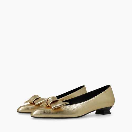 LODI Gold Leather Low Heel Shoes
