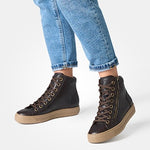 Paul Green Brown Leather Hi-Top Trainer