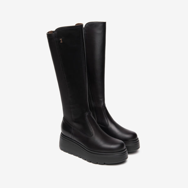 NeroGiardini Black Knee High Platform Boot