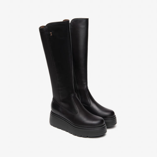 NeroGiardini Black Knee High Platform Boot