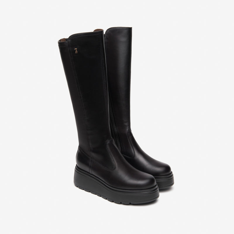 NeroGiardini Black Knee High Platform Boot