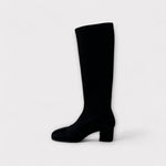 Miss Elastic Black Lycra Knee High Boot