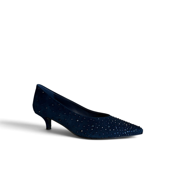 Pedro Anton Bonnie Navy Suede Kitten Heel