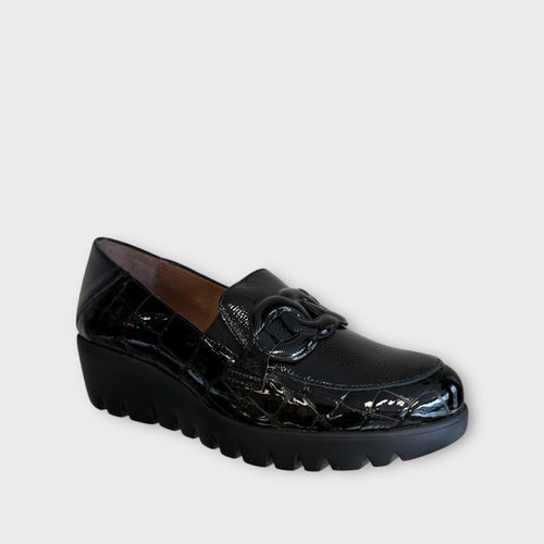 Wonders C-33330 Brisa Black Patent Wedge Shoe