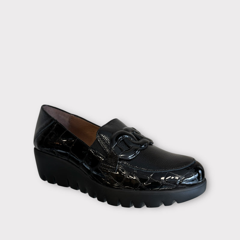 Wonders C-33330 Brisa Black Patent Wedge Shoe