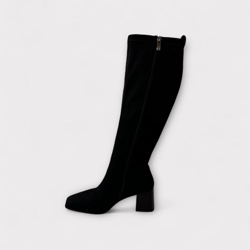 LODI Black Suede Stretch Knee High Boot