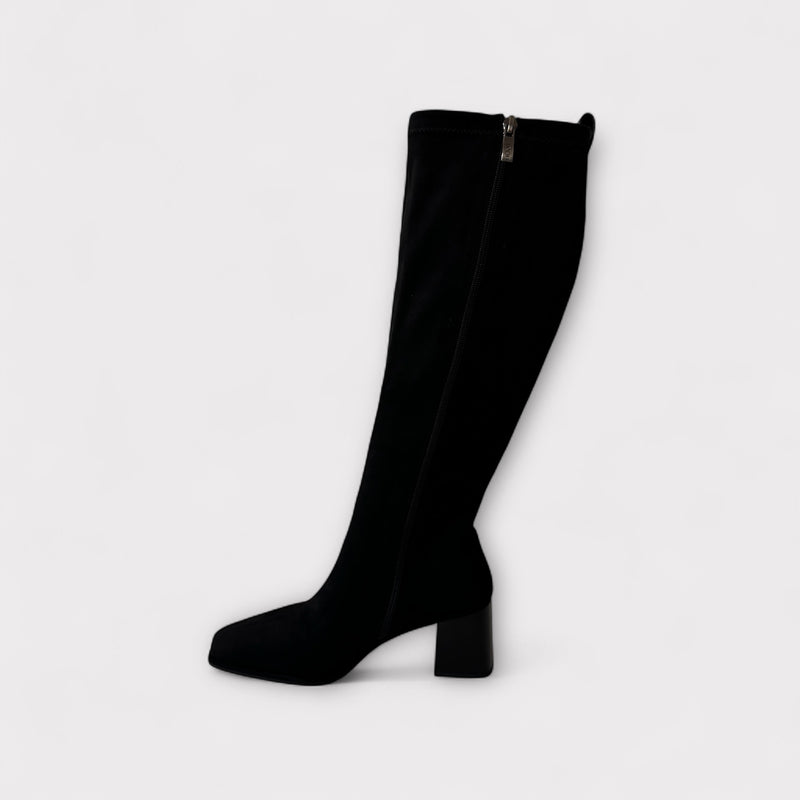 LODI Black Suede Stretch Knee High Boot