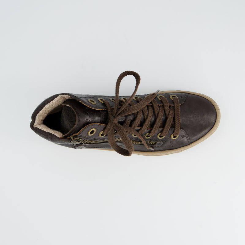Paul Green Brown Leather Hi-Top Trainer