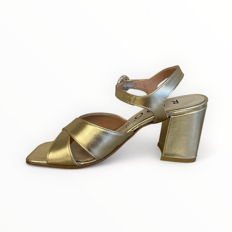 Repo Gold Block Heel Sandal