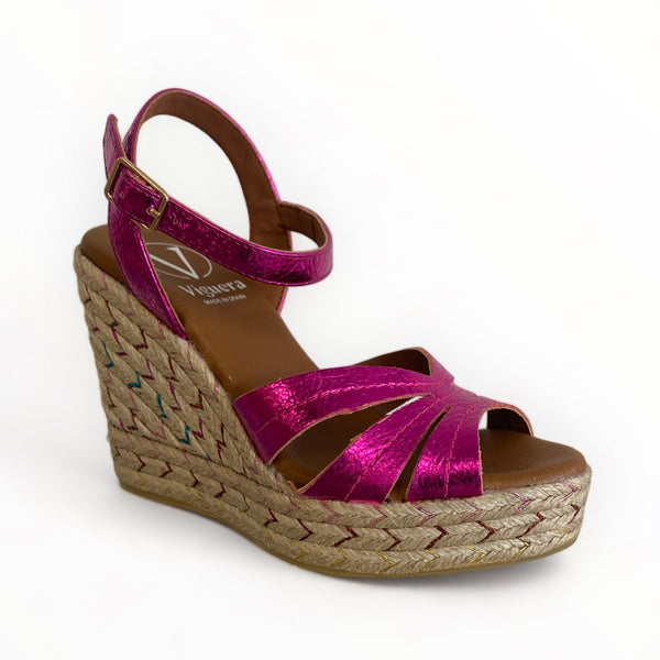 Viguera Pink Metallic Espadrille Sandal