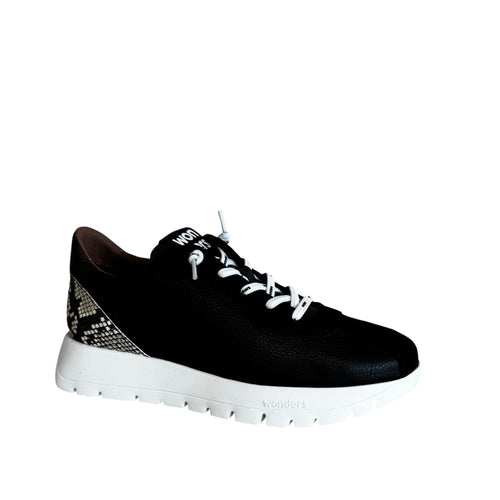 Wonders Odisei A-2495 Black Leather Trainer