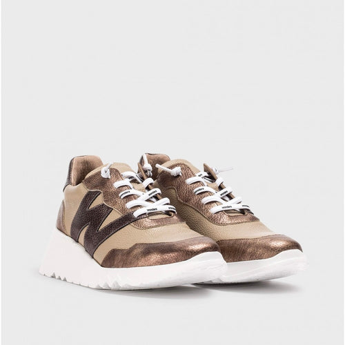 Wonders E-6760 Kyoto 60 Taupe & Gold Leather Trainer