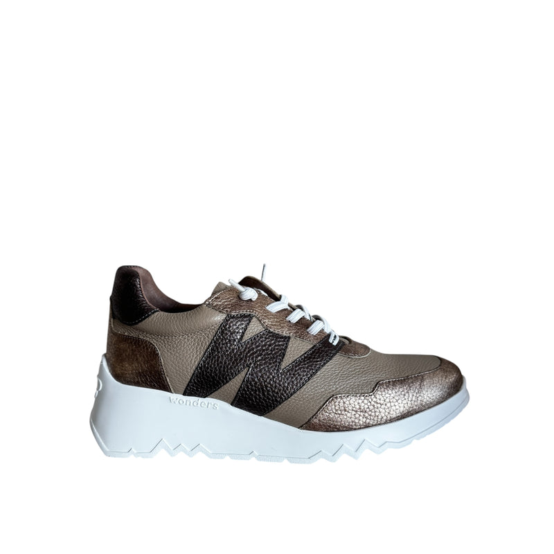 Wonders E-6760 Kyoto 60 Taupe & Gold Leather Trainer