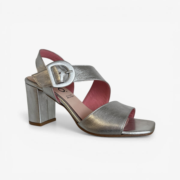 REPO Silver Block Heel Sandal 39626-E6