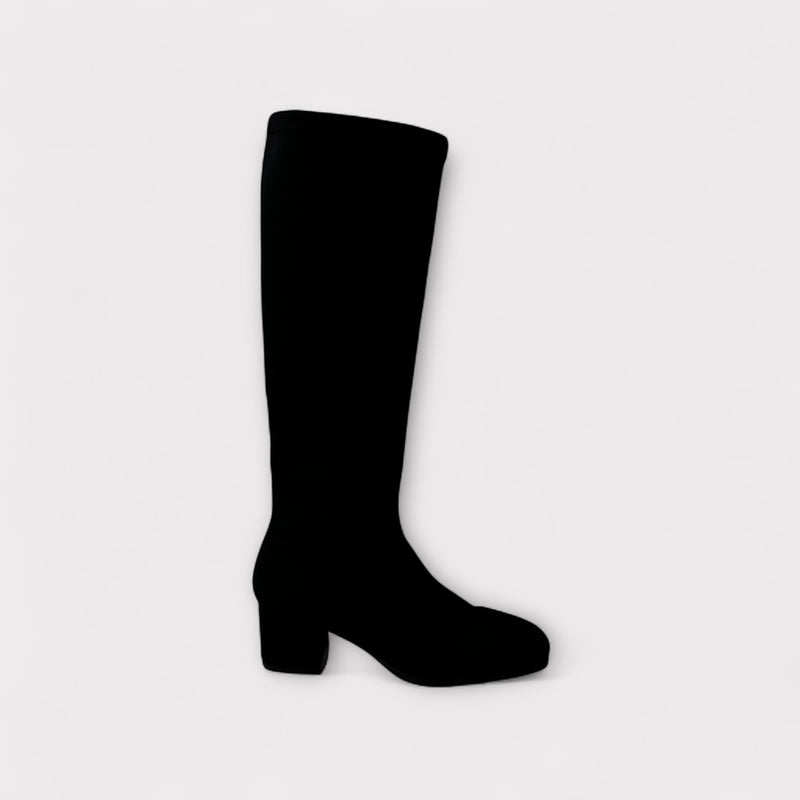 Miss Elastic Black Lycra Knee High Boot